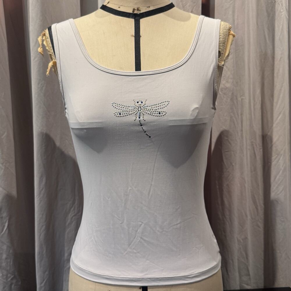 Ann Ferriday 90s Vintage Swarovski Dragonfly Top S